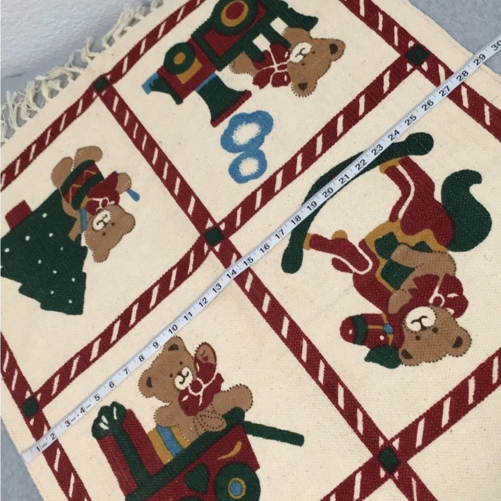 Christmas Fringe Rug Accent Decoration Holiday Bear